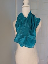 Vintage Berkshire Teal 100 Polyester Square Scarf 29" x 30" Made in Italy