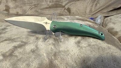 Custom Twosun TS248 M390 Green Titanium Flipper Knife ONLY 1 KNOWN IN EXISTENCE