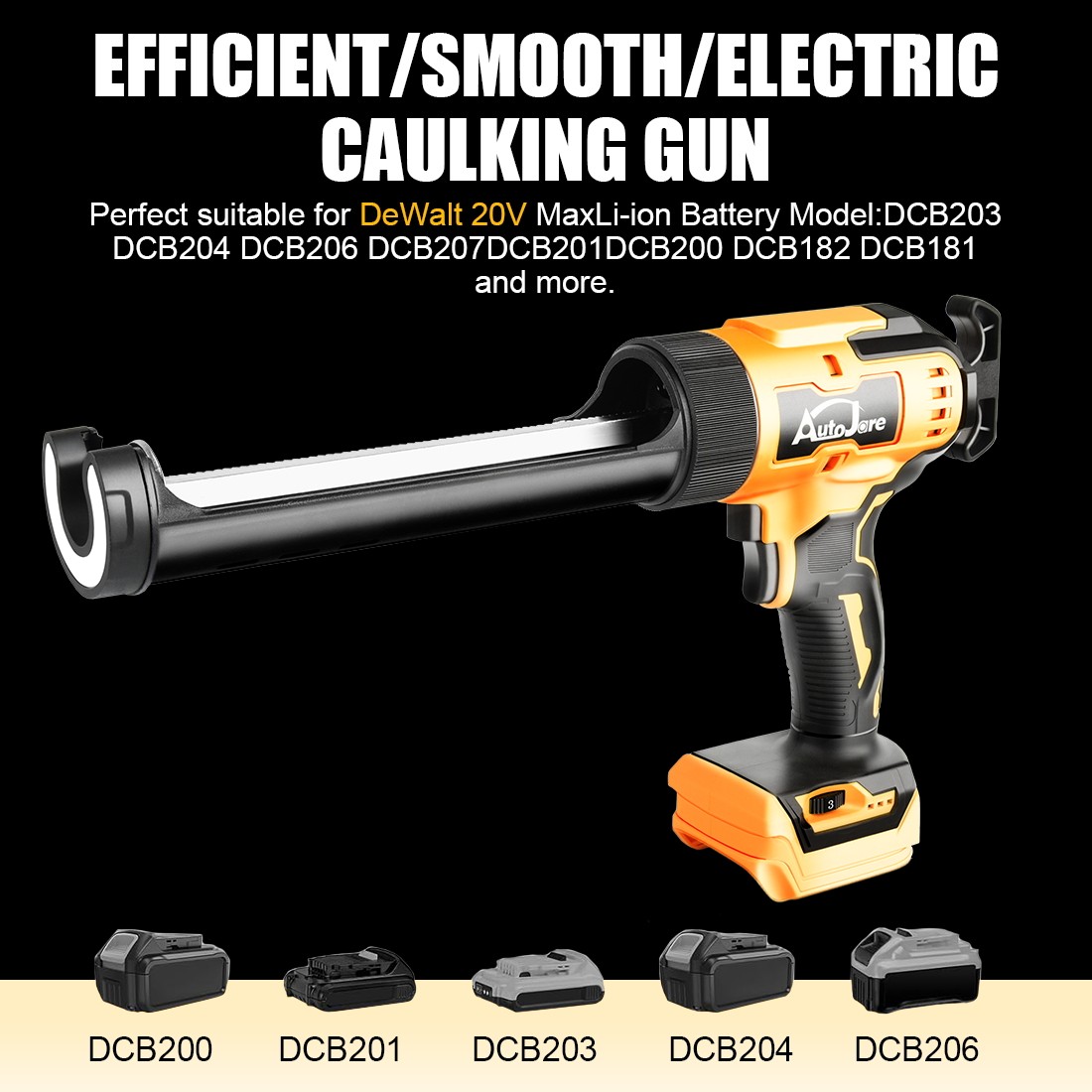 Cordless Caulking Gun for Dewalt 20V Max Battery,10 Oz 6 Speed for Sealing