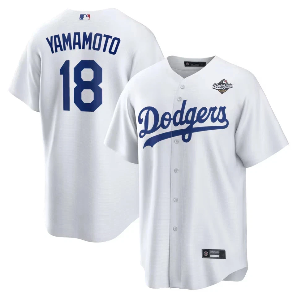 Yoshinobu Yamamoto #18 Dodgerss 2025 World Series Home Printed Player Jersey