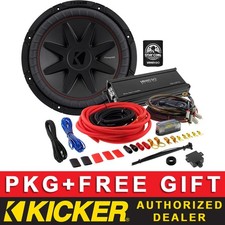 KICKER 450W CVR122 12" CAR AUDIO SUB PACKAGE CLASS D MONO AMPLIFIER 4AWG KIT