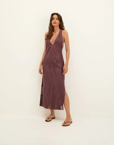 VIX PAULA HERMANNY NWT $268 Lena Long Cover Up Dress in Purple Size Medium