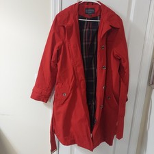 Pendleton Ladies Red Trench Coat Plaid Liner Size XXL