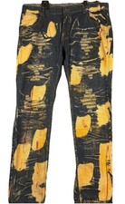 Pantalones de mezclilla para hombre Diamond Stash talla 40 lavado blanqueador rasgado reparación salpicaduras de pintura nuevos con etiquetas