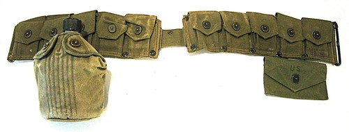 US M1 Garand Ammo 10 Pocket Cartridge Belt, Canteen, Bandage Pouch #1