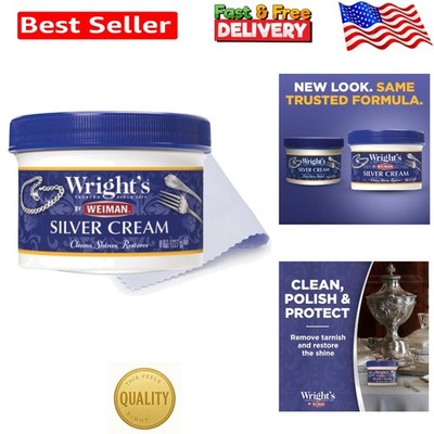 by Silver Cleaner and Polish Cream with Polishing Cloth, Ammonia-Free, Gently...