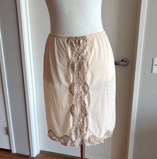 Vintage 1960's Emilio Pucci For Formfit Rogers Ivory Brown Lace Half Slip Large
