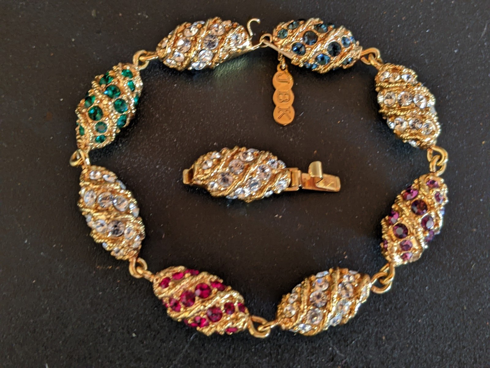 Vintage JBK Camrose & Kross Jackie Kennedy Rhinestone Royal Easter Egg Bracelet