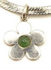 Sterling Silver / 925 Boma Flower Pendant with Herringbone Chain Necklace