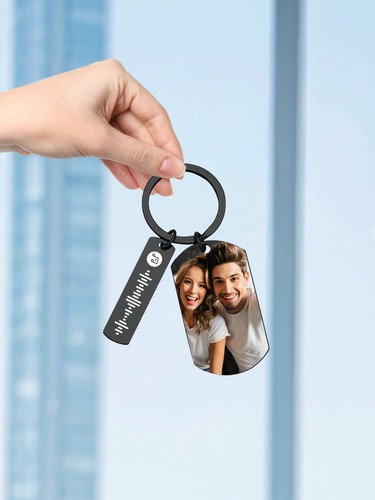 Personalised Keychain Custom Your Photo Engraved Keyring Your Text Wedding Gift - Picture 6 of 11