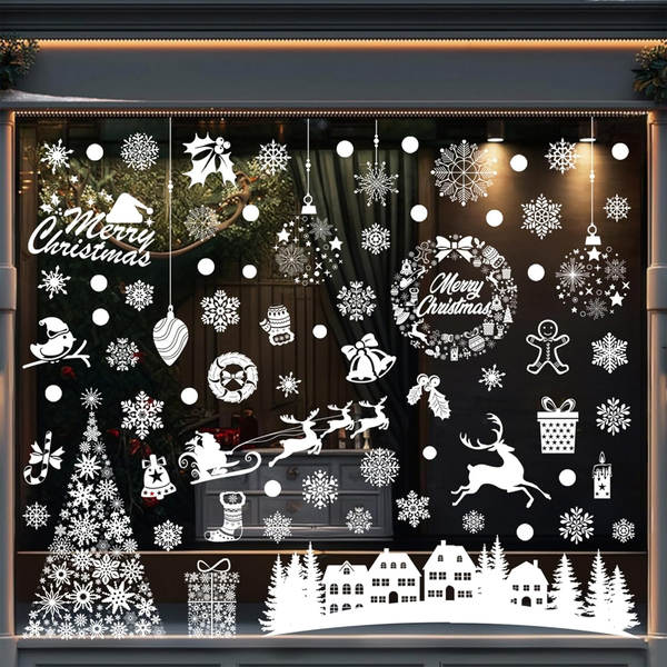 Weihnachten Aufkleber Fenster 84 StüCk Selbstklebend Fensterdeko Fensterbilder,-image