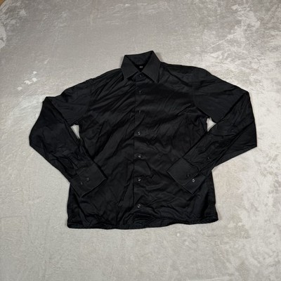 UNIQLO Shirt Mens Small Black Button Up Super Non Iron Slim Fit Casual Preppy
