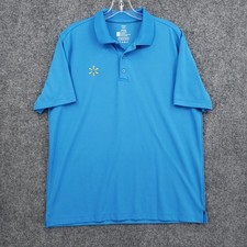 Walmart Performance Polo Shirt Mens M Medium Blue Short Sleeve Stretch Uniform