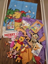 Vtg Winnie The Pooh Piglet Tigger Lot Plush Books Vhs Flags 90s Disney UK Color