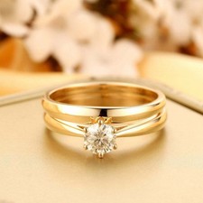 2Ct Round Cut Diamond Bridal Set Wedding Engagement Ring 14K Yellow Gold Finish