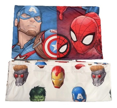 MARVEL AVENGERS 4 PIECE TWIN BED 1 FITTED 2 FLAT SHEETS W PILLOW CASE GENTLE USE