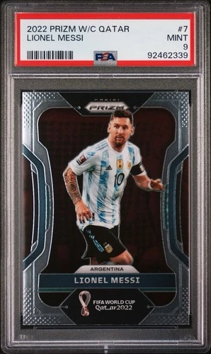 2022 PANINI PRIZM WORLD CUP QATAR LIONEL MESSI Prizm Base PSA 9 MINT #7