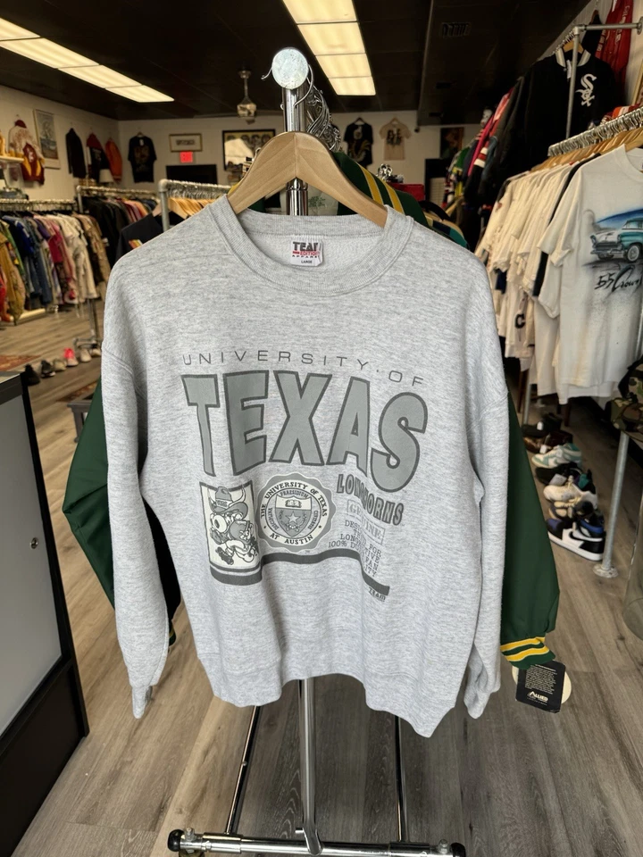 Sudadera De Colección Años 90 Universidad De Texas Longhorns Estampado Hinchado Cresta Mascota L Foto 2 de 4