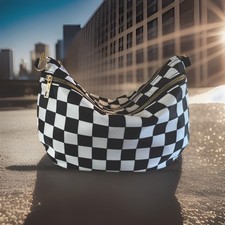 Checkered Crossbody Bum Bag- Pink/Wht, Tan/Wht