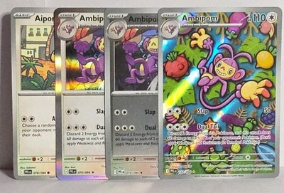 Ambipom Complete Evolution Set Phantasmal Flames Illustration Rare, Reverse Holo