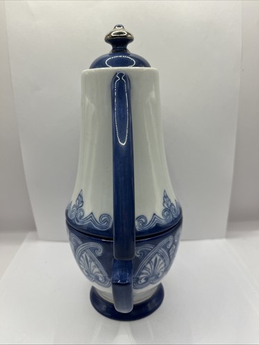 Bombay Company Tea For One Set Arabesque Tile Pattern Cobalt Blue Silver Trim - Picture 2 of 14