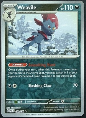 Weavile Reverse Holo Rare SV02: Paldea Evolved 134/193 NM