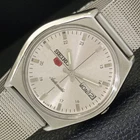 JAPAN 6309A VINTAGE SEIKO 5 AUTOMATIC MENS SILVER COLOR DIAL WATCH a701351-1