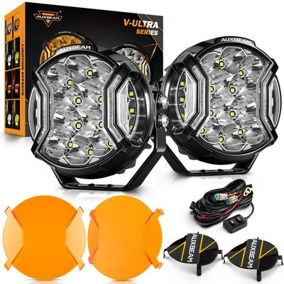 Auxbeam 5'' LED Driving Fog Light Pods with Wiring Harness & Protective Covers
