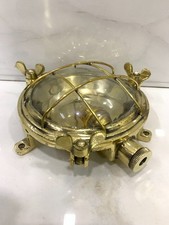 Brass Small Round Deck Bulkhead Light Fixture – Nautical Vintage Wall Mount