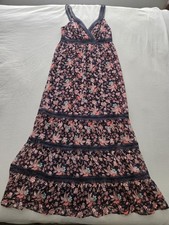Floral Sleeveless Maxi Dress with V-Neck and Ruffled Hem