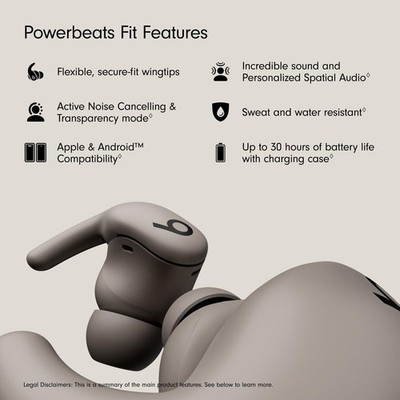 Beats Powerbeats Fit Wireless ANC Earbuds Gravel Gray Bluetooth
