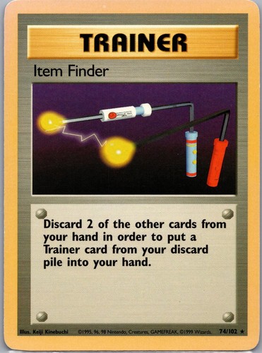 Item Finder 74/102 Rare Base Set Unlimited Pokemon Heavily Played