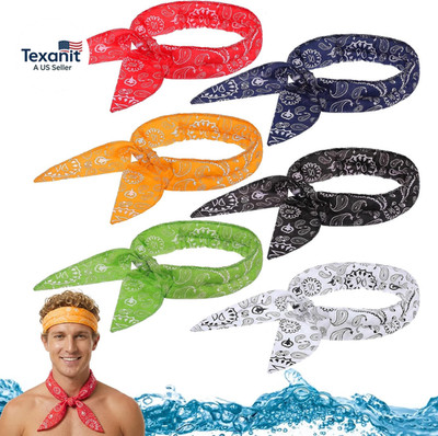 6 Pcs Cooling Neck Wraps, Cooling Bandana Cashew Flower Cooler Ice Wrap Ice Band