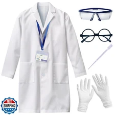 UNGLINGA Kids Scientist Costume Lab Coat Doctor Pretend Play for Boys Girls, 