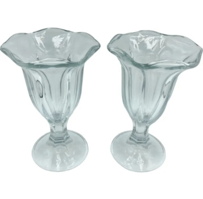 New Fluted Ice Cream Sundae Dessert Parfait Glasses Pair 6