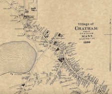 Chatham MA 1880 Historical Map with Businesses and Homeowners Names Shown