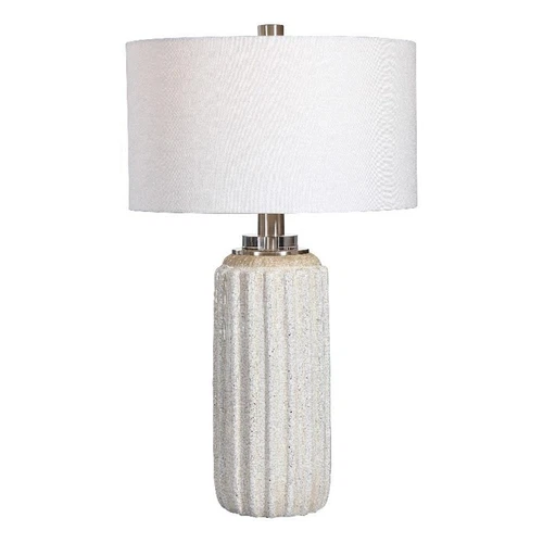 Uttermost Azariah Iron Ceramic and Fabric Crackle Table Lamp in White - Picture 1 of 9