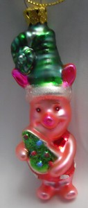 Disney PIGLET European Style Blown Glass WINNIE THE POOH Christmas Ornament