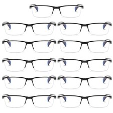 11 PK Mens Half Frame Spring Hinge Reading Glasses Blue Light Blocking Readers