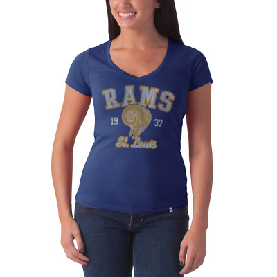 Women's NFL Saint Louis Rams Retro Logo V Neck Flanker Tee by