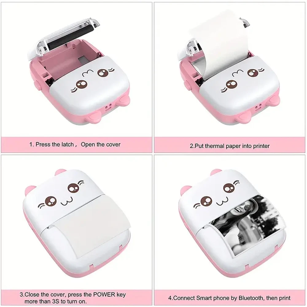 Portable Mini Thermal Printer Bluetooth Pocket Photo Printer Wireless Printing