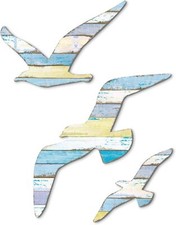 3Pcs Wood Nautical Decor Seagull Wall Decor Nautical Coastal Theme Wall Art Adhe