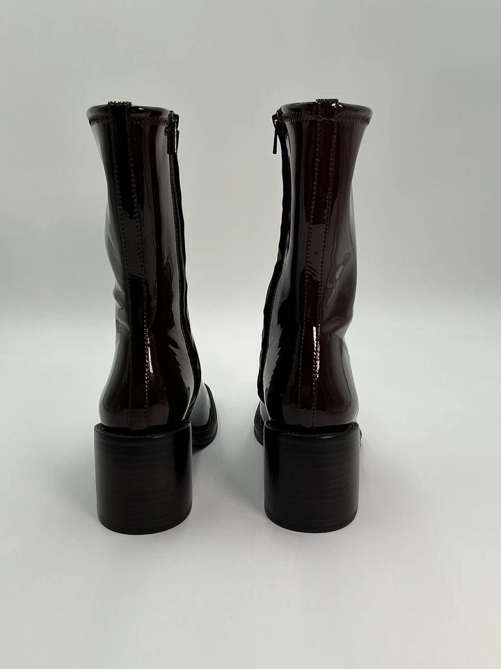 Loeffler Randall Nolan 弹力踝靴棕色短靴粗跟女式 6B 码 — 第 4/4 张图片