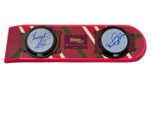 MICHAEL J FOX CHRISTOPHER LLOYD SIGNED BACK TO THE FUTURE HOVERBOARD BECKETT 84 - Picture 1 of 5