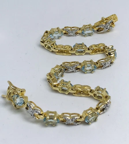 Ross simons sterling silver gold tone blue topaz 10 grams 7.25” - Picture 8 of 8