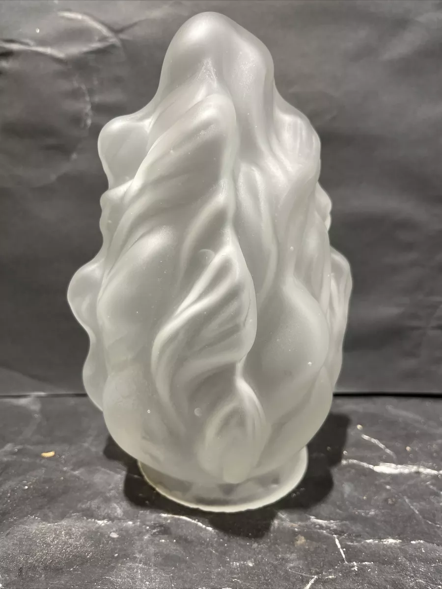 ANTIQUE EUROPEAN FROSTED FLAME GLASS LAMP SHADE 3 1 4 x 7 TALL SWEDEN