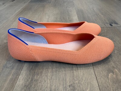Rothy's The Flat Round Toe Tangerine Orange Slip-On Shoes Flats