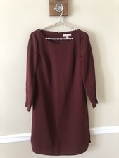 Banana Republic Womens Size 4 Burgundy Wine Shift Dress Zip Sleeves
