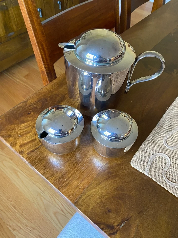 Dansk винтажный посеребренный латунный чайный набор, разработанный Вивиан Торун около 1960-х - Изображение 3 из 4