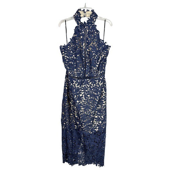 Navy Blue Lace Midi Dress | Womens | X-Large (Available in M) | 100% Polyester | Lulus